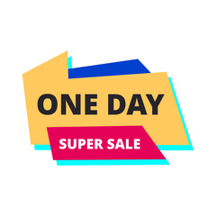 one day super sale red flat label