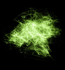 Abstract glowing green element. Neon lines. Overlay of a design element.