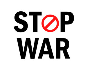 Stop War In Ukraine Emblem Abstract Symbol Vector Illustration Black