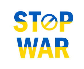 Stop War In Ukraine Emblem Abstract Symbol Vector Illustration With White Background