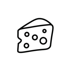 Сheese slice vector line icon Black cheese simple vector illustration Contour isolated vector image on white background
