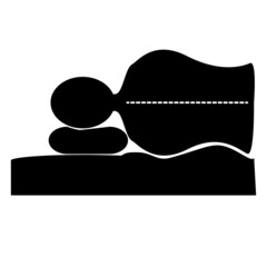 correct sleeping position sign. orthopedic symbol. orthopedic and trauma rehabilitation. flat style.
