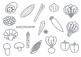 野菜のイラスト2　線画