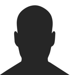 vector silhouette of human head. Black silhouette of male head on white background.