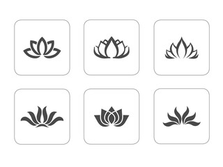 Lotus flower vector. lotus design elements for logo. in black color set