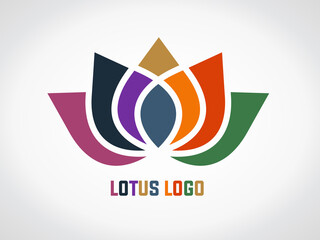 Colorful lotus flower themed logo. Lotus flower logo that can be used for zen, spa and relaxation