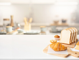 Set of bakery,cake on table kitchen background.