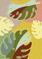 Monstera leaves in modern paper cut style. Multi-colored parts. Can be used for advertising and promotion. Vector