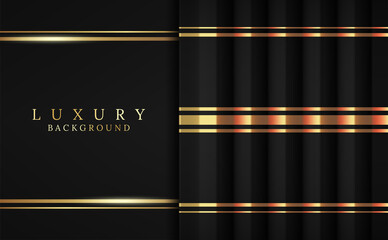 Luxury abstract black gold folded background with golden stripes decoration