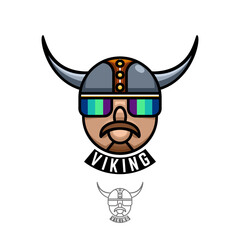 Illustration head viking logo design vector