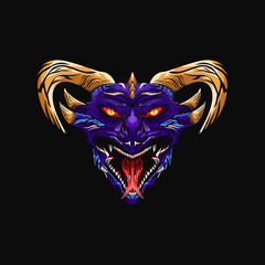 Illustration dragon head design vector