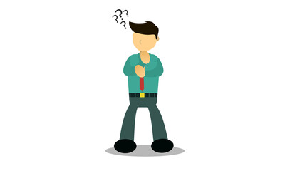 illustration vector graphic of a man who is confused about something fit for work, business, education, etc