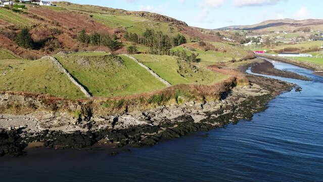 Aerial view of historic Ringfort by Kilcar in County Donegal - Ireland