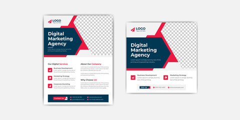 Digital marketing agency corporate business flyer or social media post template multipurpose design 