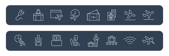 Airport icons set . Airport pack symbol vector elements for infographic web