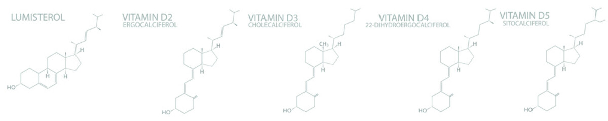 Vitamin D molecular skeletal chemical formula.	