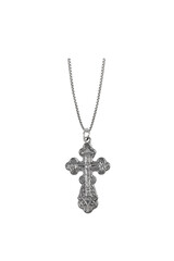 Silver crucifix necklace cross isolated on white background
