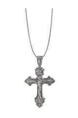 Silver crucifix necklace cross isolated on white background