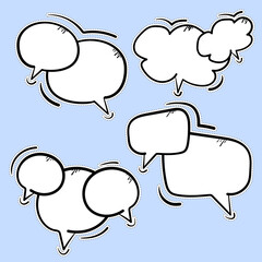 hand drawn chat bubbles sticker set