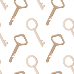 Vector seamless pattern with old golden keys.