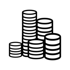 Stack of coins vector icon set, isolated on white background