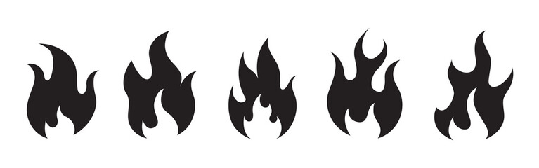 Fire flame flat icon set. Fire flame symbol flat style collection