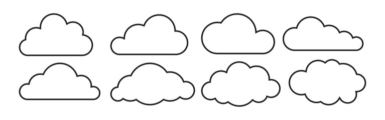 Cloud line icons set