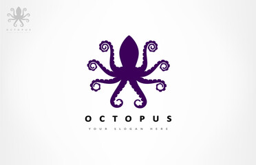 Octopus animal logo. Underwater  design.