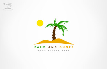 Palm and dunes logo nature design.