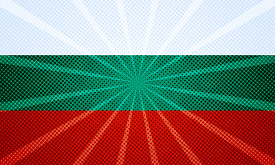 bulgaria flag with circle sun light and pixelate - obrazy, fototapety, plakaty