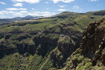 Fototapeta na wymiar Paisaje del Barranco del Calabozo en el municipio de Santa María de Guía en la isla de Gran Canaria, España