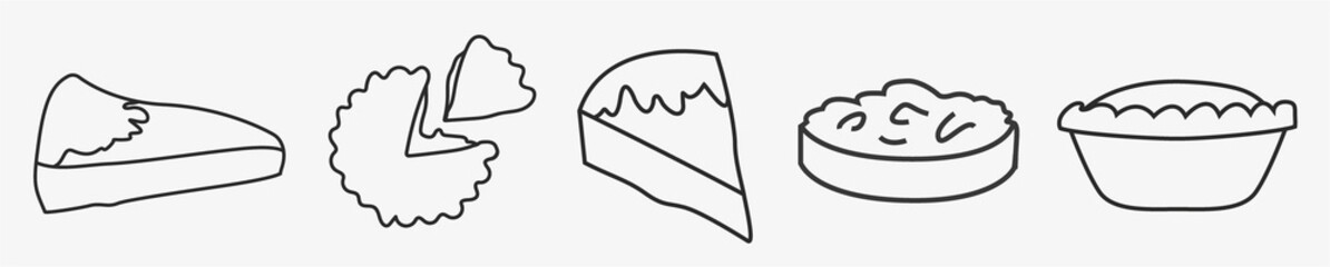 Pizza slice line icon set vector