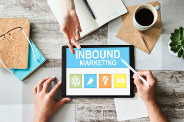 Inbound marketing. Content management and advertising strategy concept.