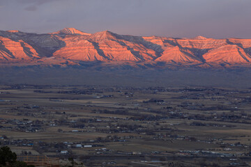 sunset in the mountains of Colorado on the Monument in Grand Junction, Mesa County, USA
