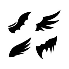 Set of black decorative wing design vector