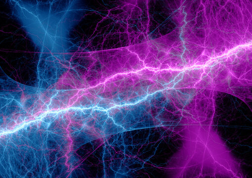 Purple and cold blue electrical lightning background