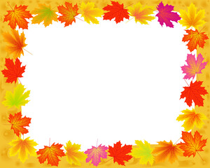 Naklejka na ściany i meble Abstract frame with autumn maple leaves, file EPS.8 illustration.