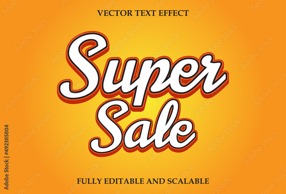 Poster super sale text effect editable with orange gradient color.
