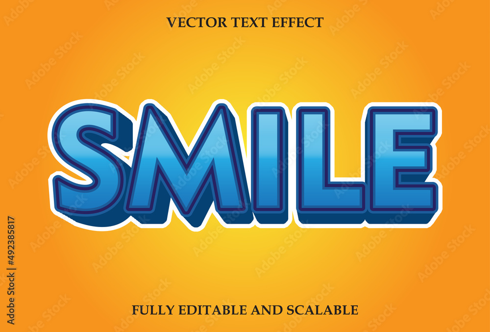 Poster smiley text effect editable with orange gradient color.
