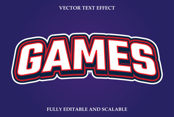 editable games text effect with purple gradient color.