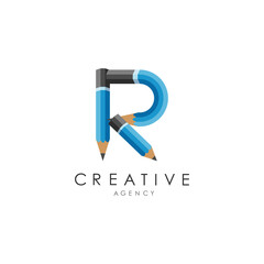 Creative Agency Logo Featuring Pencil and R Pen