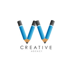 Creative Agency Logo Featuring Pencil and W Pen