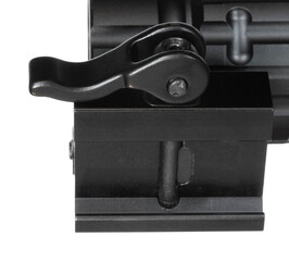 Lever locking a rifle magnifier on the rail