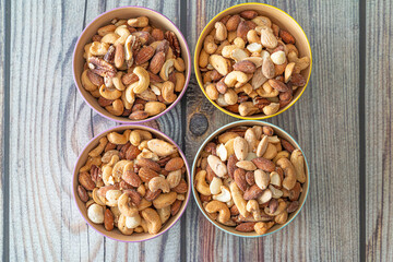 Bowl of assorted nuts ready to eat