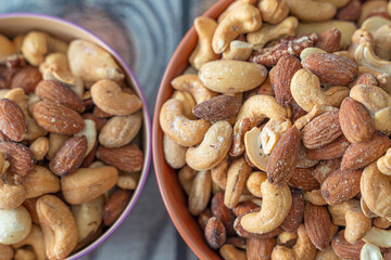 Bowl of assorted nuts ready to eat