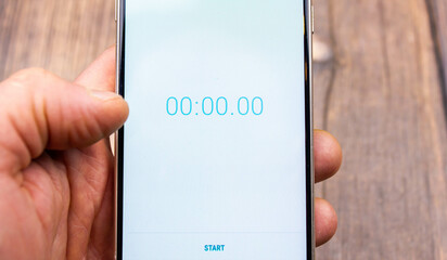 Stopwatch on a smartphone. Digital stopwatch.