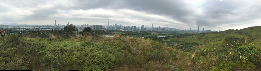Fototapeta na wymiar Panorama of She Leng & Lok Ma Chau, Hong Kong