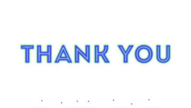 Thank you sign animation with love symbols