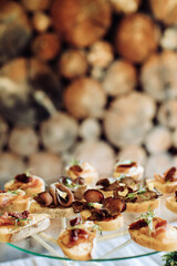 Meat snacks at a holiday party. Catering service