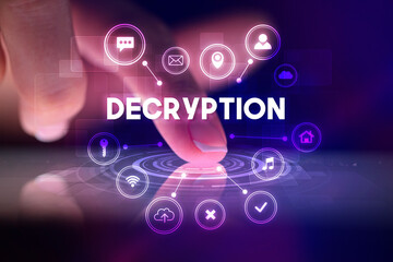 Finger touching tablet with web technology icons concept